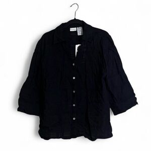 White Stag Shirt Sz 16/18 Black Button-Up Closet Staple Semi Sheer Feminine